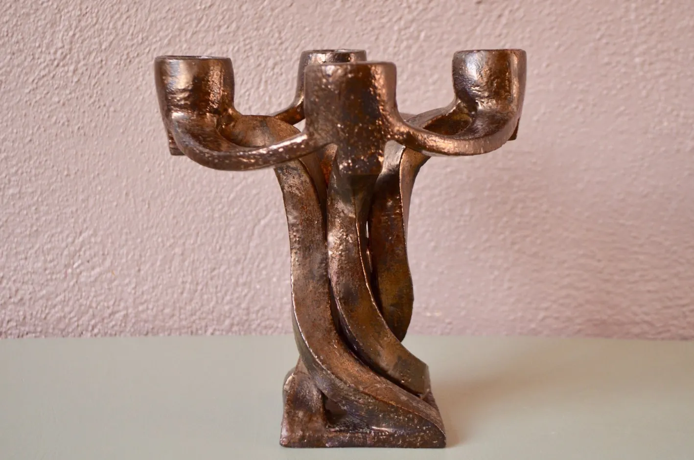Brutalistischer Vintage Kerzenhalter aus Keramik