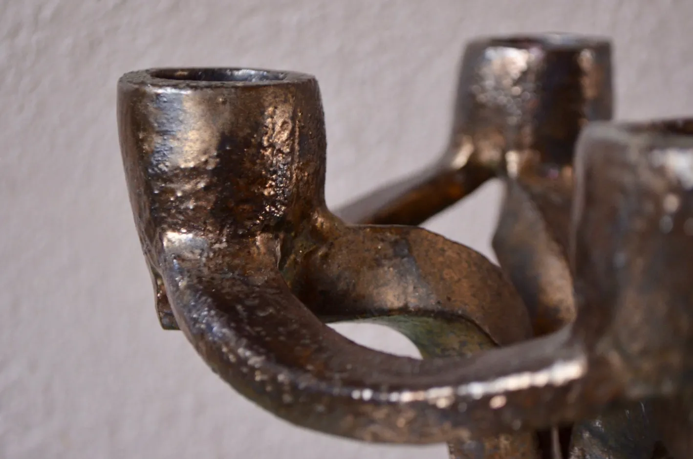 Brutalistischer Vintage Kerzenhalter aus Keramik