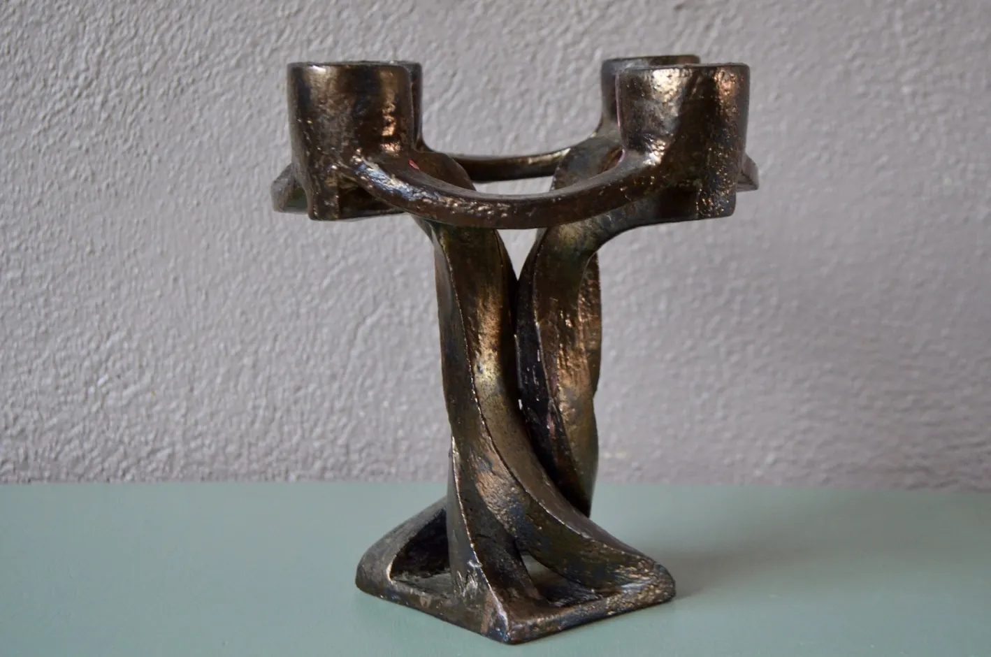 Brutalistischer Vintage Kerzenhalter aus Keramik