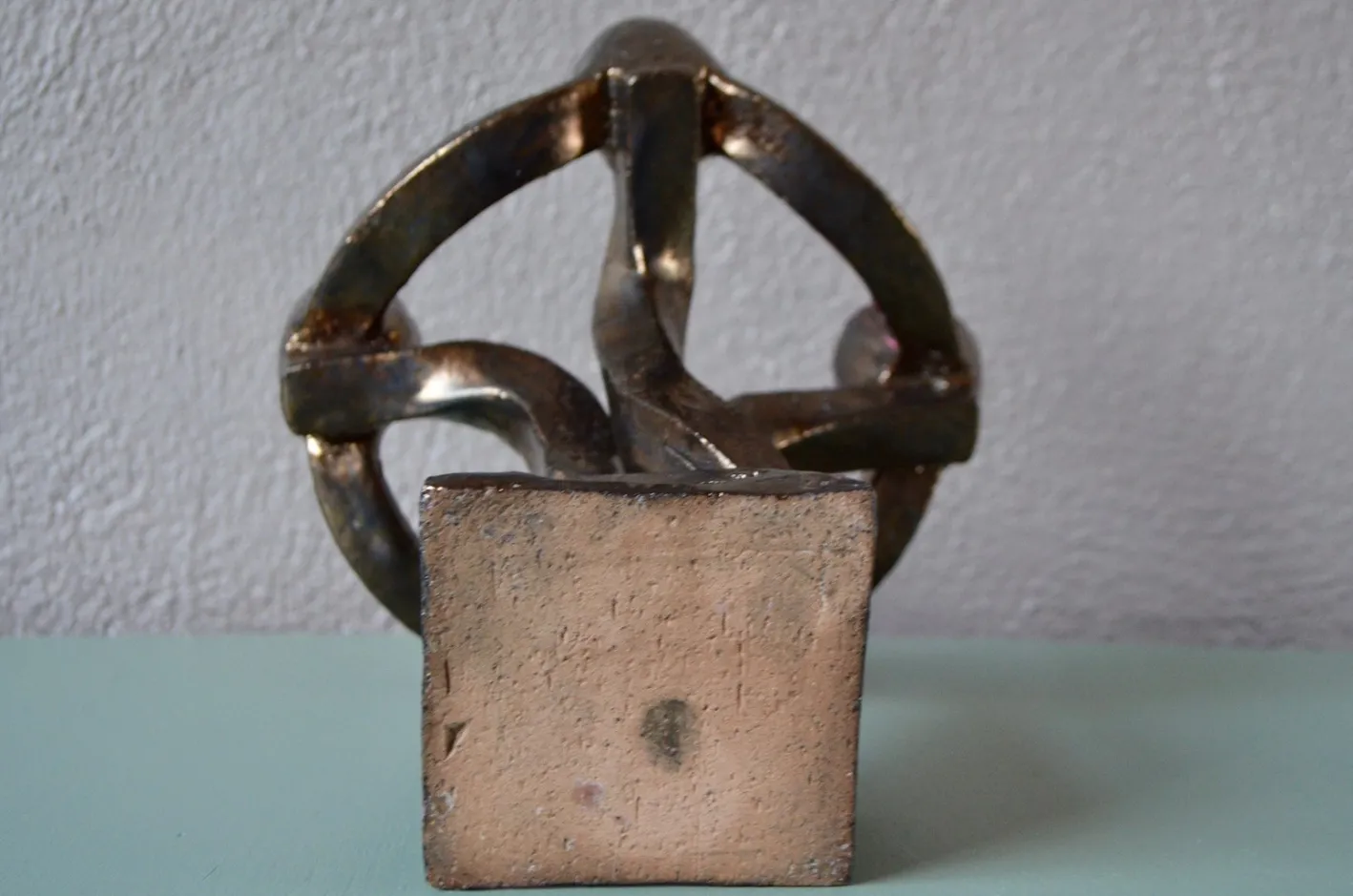Brutalistischer Vintage Kerzenhalter aus Keramik
