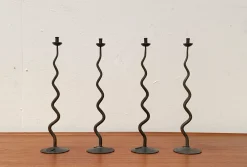 Brutalistischer Vintage Kerzenhalter aus Schmiedeeisen von Hysteria, 4er Set