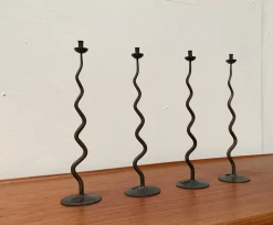 Brutalistischer Vintage Kerzenhalter aus Schmiedeeisen von Hysteria, 4er Set