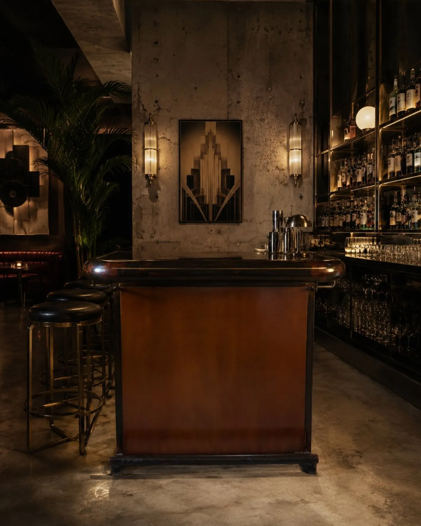Brutalistische Vintage Bar aus Stahl, 1980er