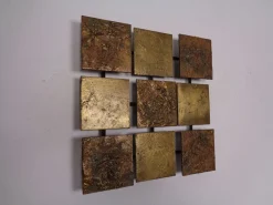Brutalistische Wandtafel aus Metall, 1960er