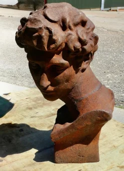 Büste aus Gusseisen von Michelangelo David, 1960