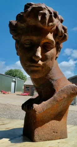 Büste aus Gusseisen von Michelangelo David, 1960