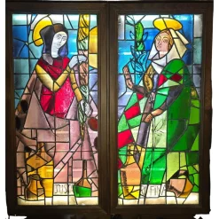Buntglasplatten mit Saint Justa und Saint Rufina Motiven, 1860er, 2er Set