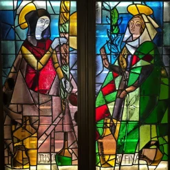 Buntglasplatten mit Saint Justa und Saint Rufina Motiven, 1860er, 2er Set