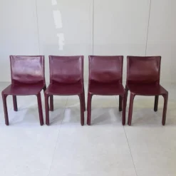 Cab 412 Stühle aus burgunderrotem Leder von Mario Bellini für Cassina, 1970er, 4er Set