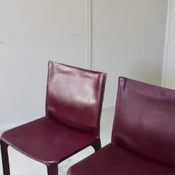 Cab 412 Stühle aus burgunderrotem Leder von Mario Bellini für Cassina, 1970er, 4er Set