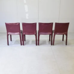 Cab 412 Stühle aus burgunderrotem Leder von Mario Bellini für Cassina, 1970er, 4er Set