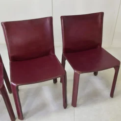 Cab 412 Stühle aus burgunderrotem Leder von Mario Bellini für Cassina, 1970er, 4er Set