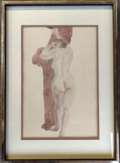 Camille Roche, Akte von vorne und hinten, 1920er-1940er, Aquarelle, 2er Set