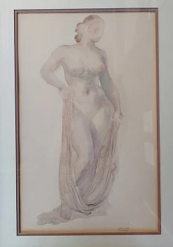 Camille Roche, Akte von vorne und hinten, 1920er-1940er, Aquarelle, 2er Set