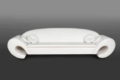 Capitonné Sofa aus elfenbeinfarbenem Öko-Leder von VGnewtrend