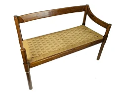 Carimate Bank aus Nussholz & Seil von Magistretti für Cassina, 1963