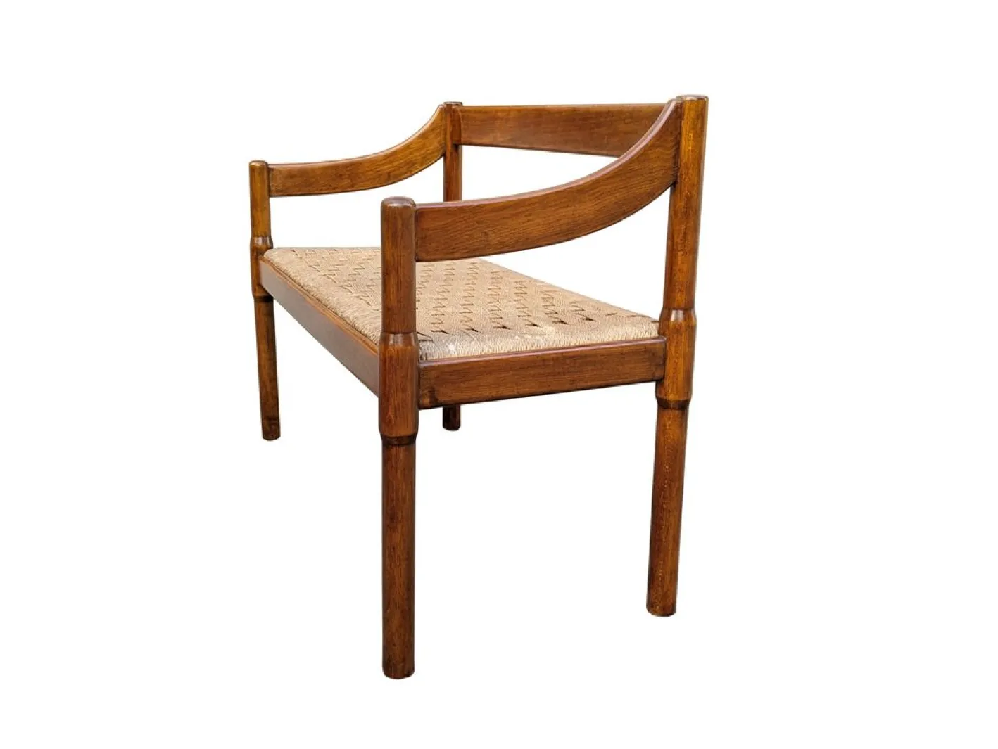 Carimate Bank aus Nussholz & Seil von Magistretti für Cassina, 1963