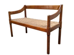 Carimate Bank aus Nussholz & Seil von Magistretti für Cassina, 1963