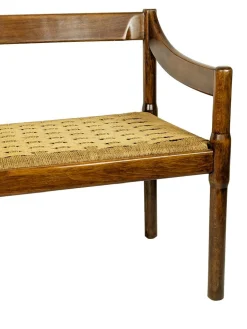 Carimate Bank aus Nussholz & Seil von Magistretti für Cassina, 1963