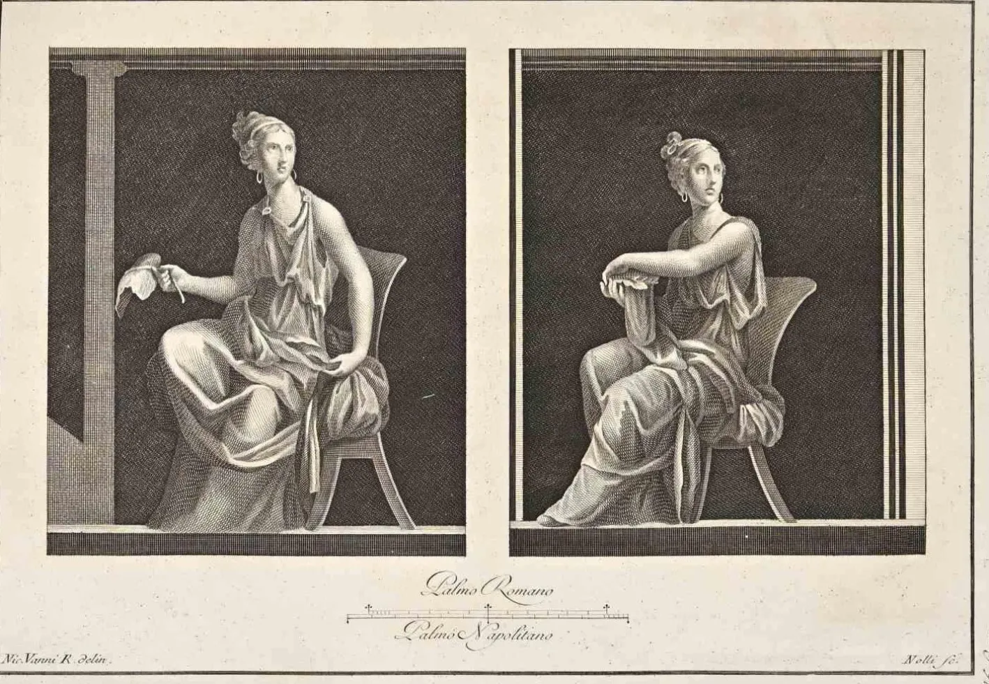 Carlo Nolli, Antike Römische Fresco Herculaneum, Radierung, 18. Jh