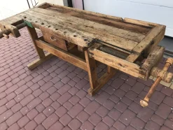 Carpenters Werkbank mit Schublade und Ablage, 1900er