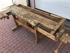 Carpenters Werkbank mit Schublade und Ablage, 1900er