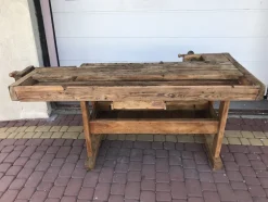 Carpenters Werkbank mit Schublade und Ablage, 1900er