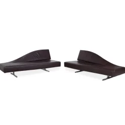 Cassina 276 Aspen Drei-Sitzer Ledersofa Braune Couch von Jean Marie Massaud Rückenlehne Links