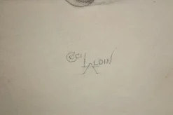 Cecil Aldin, Trabpferde an einer leichten vierrädrigen Karrenfalle, Kreidezeichnung, gerahmt