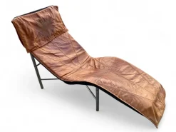 Chaiselongue Skye aus cognacfarbenem bBown Leder von Tord Björklund für Ikea, 1970er
