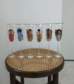 Champagnerflöten nach Gustav Klimt, 1990er, 6 . Set