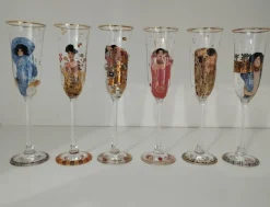 Champagnerflöten nach Gustav Klimt, 1990er, 6 . Set