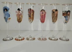 Champagnerflöten nach Gustav Klimt, 1990er, 6 . Set