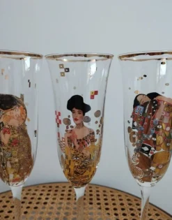 Champagnerflöten nach Gustav Klimt, 1990er, 6 . Set