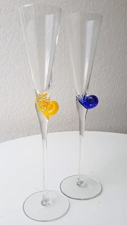 Champagnerflöten von Murano, 1980, 2er Set
