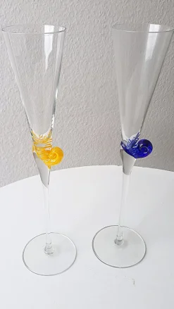Champagnerflöten von Murano, 1980, 2er Set