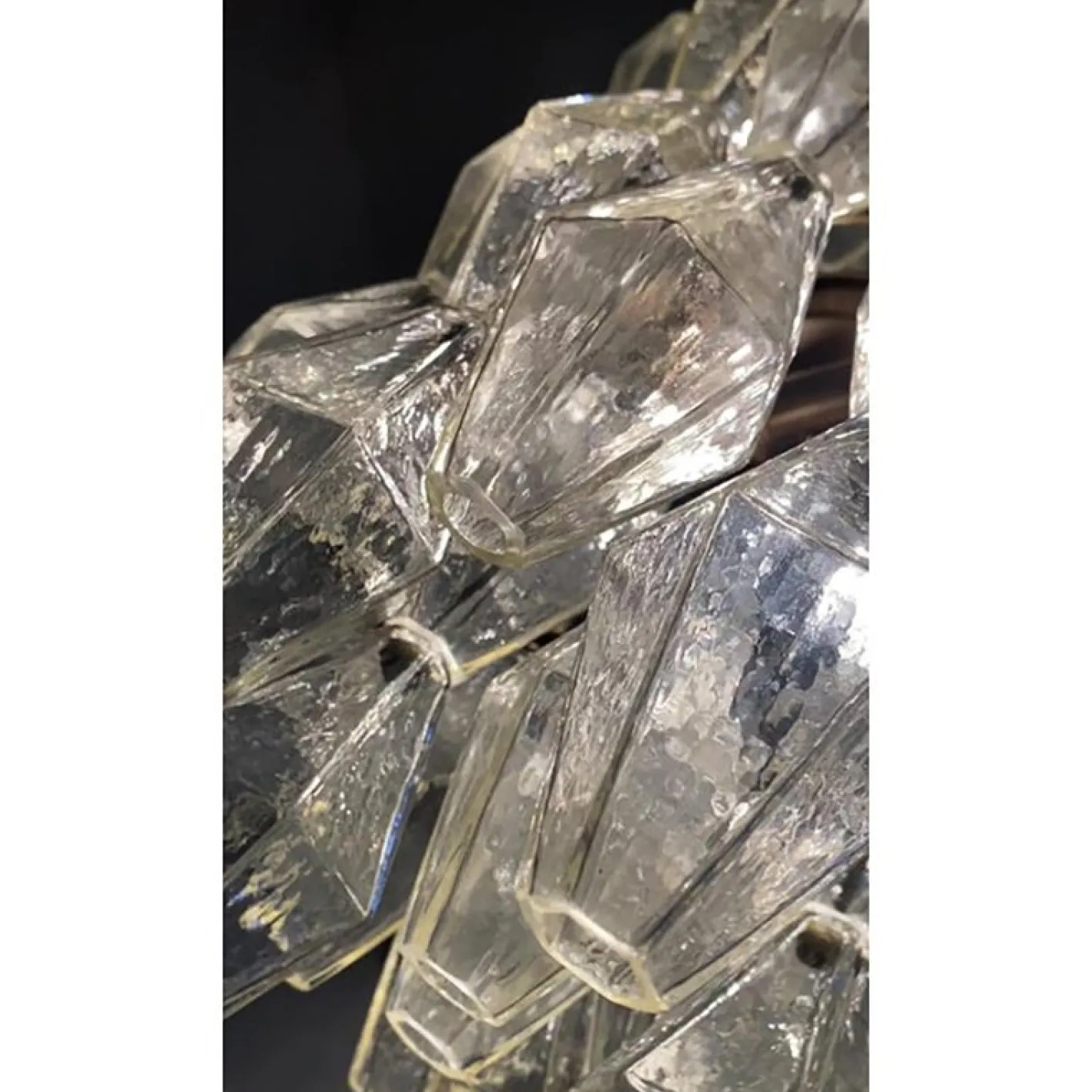 Champagner Poliedro Murano Glas Kronleuchter von Simoeng, 2er Set