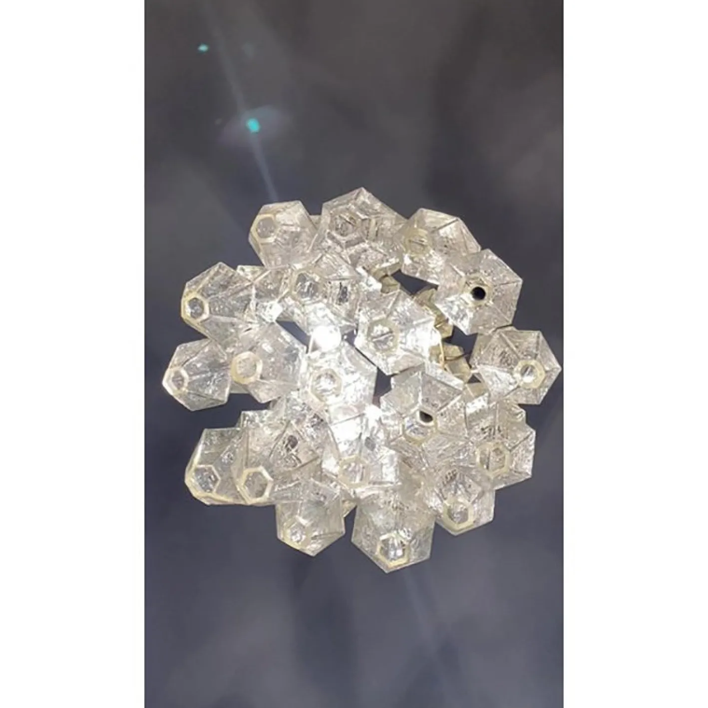Champagner Poliedro Murano Glas Kronleuchter von Simoeng, 2er Set