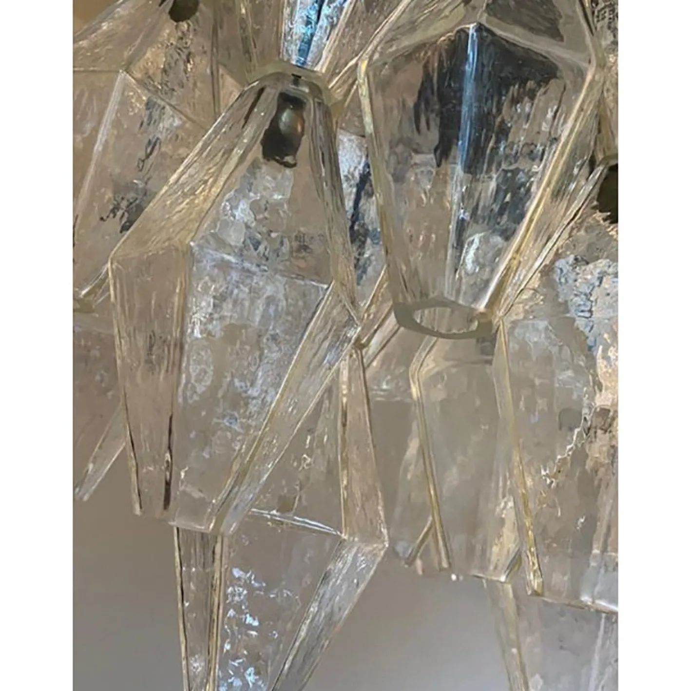Champagner Poliedro Murano Glas Kronleuchter von Simoeng, 2er Set