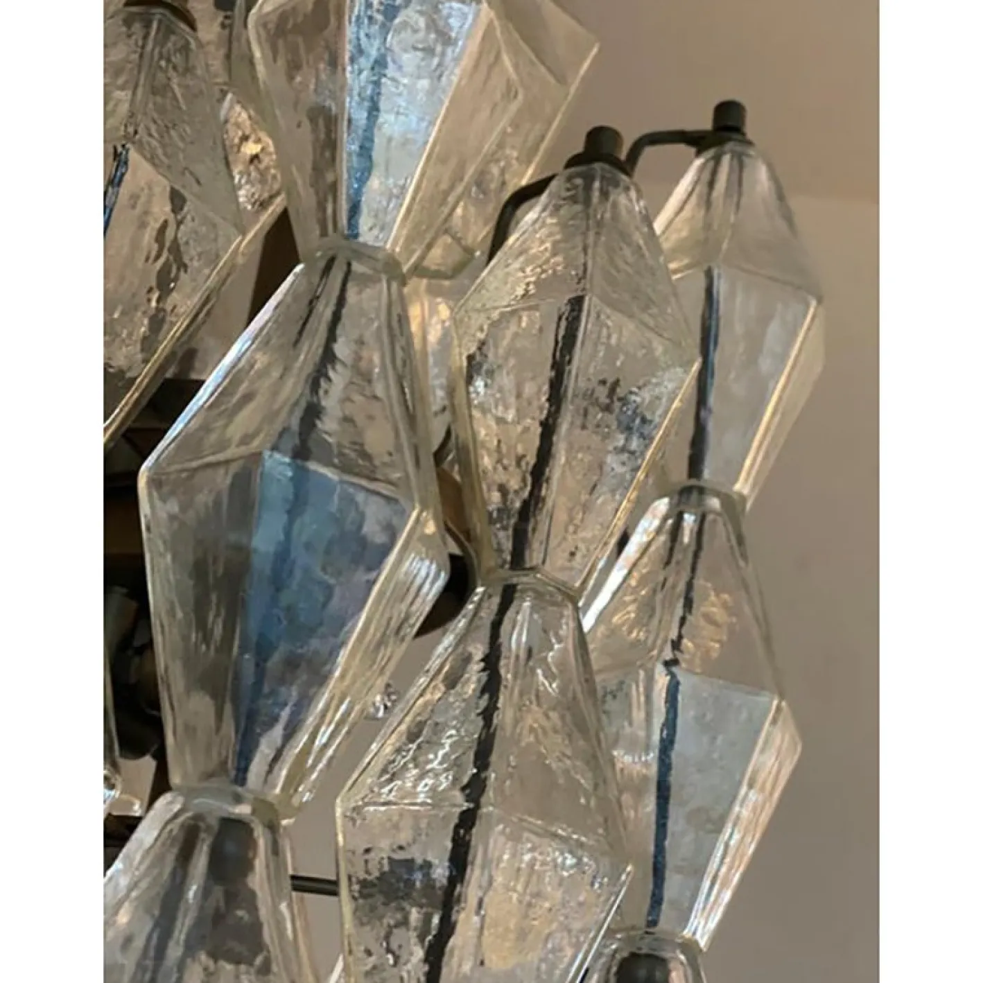 Champagner Poliedro Murano Glas Kronleuchter von Simoeng, 2er Set
