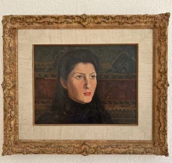 Charles Alexandre Mairet, Portrait de jeune femme, Öl auf Karton, gerahmt
