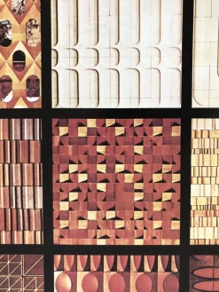 Charles Gianferrari, Massive Architektur Wandplatte, 1970, Eisen & Holz