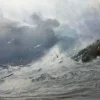 Charles Sim Mottram RBA, High Tide Off Trebar with Strand & Shipwreck, 1894, Aquarell, gerahmt