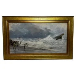Charles Sim Mottram RBA, High Tide Off Trebar with Strand & Shipwreck, 1894, Aquarell, gerahmt