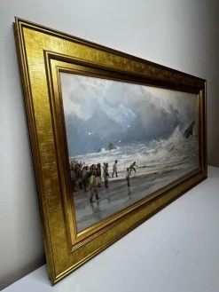 Charles Sim Mottram RBA, High Tide Off Trebar with Strand & Shipwreck, 1894, Aquarell, gerahmt
