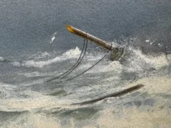 Charles Sim Mottram RBA, High Tide Off Trebar with Strand & Shipwreck, 1894, Aquarell, gerahmt