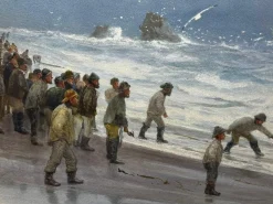 Charles Sim Mottram RBA, High Tide Off Trebar with Strand & Shipwreck, 1894, Aquarell, gerahmt