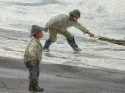 Charles Sim Mottram RBA, High Tide Off Trebar with Strand & Shipwreck, 1894, Aquarell, gerahmt