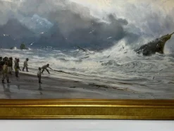 Charles Sim Mottram RBA, High Tide Off Trebar with Strand & Shipwreck, 1894, Aquarell, gerahmt