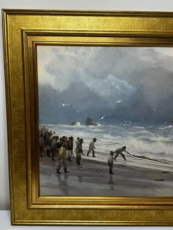Charles Sim Mottram RBA, High Tide Off Trebar with Strand & Shipwreck, 1894, Aquarell, gerahmt